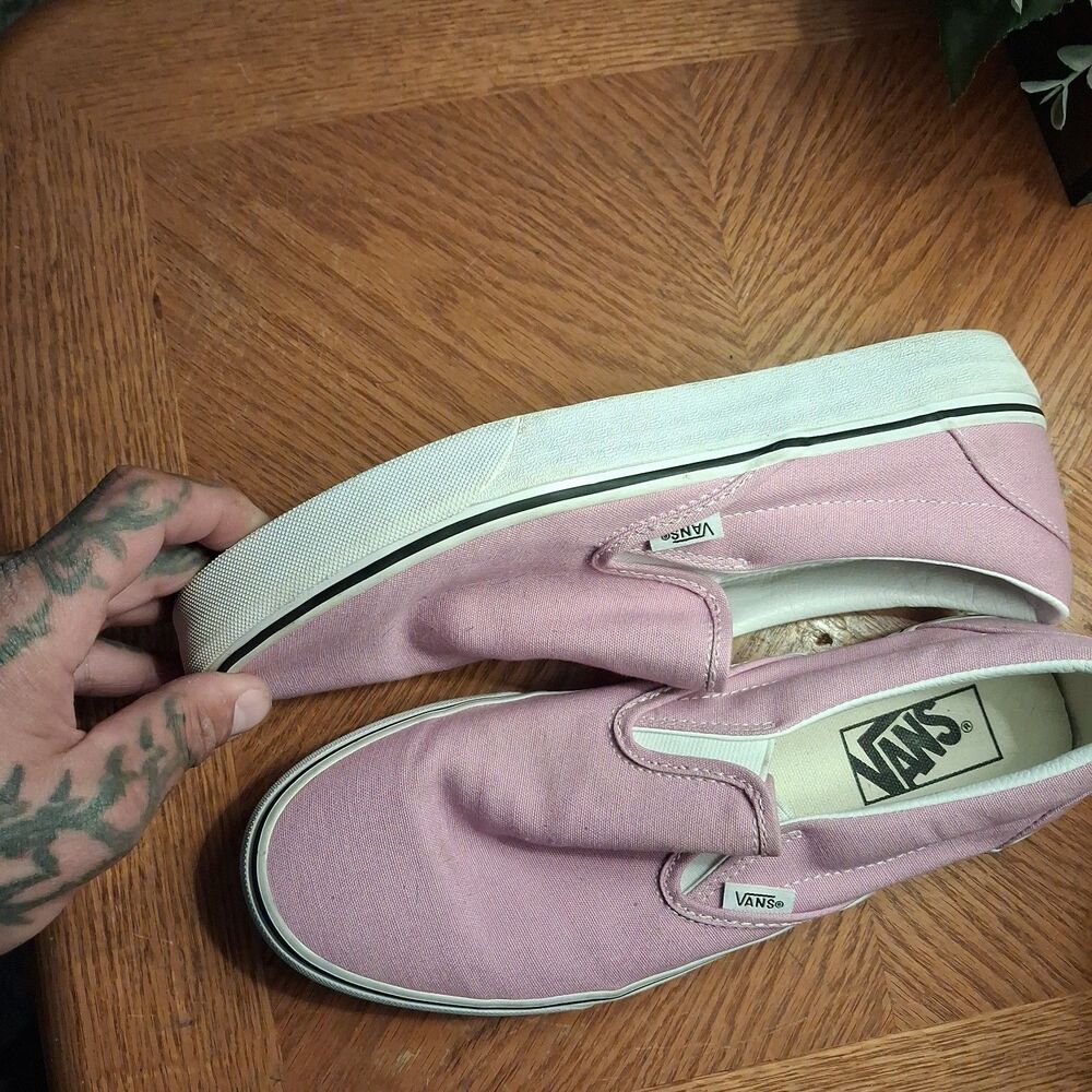 Vans White Pink Classic Slip On Unisex Low Top Women Size 9.5 Men Size 8 Adult - Picture 8 of 10